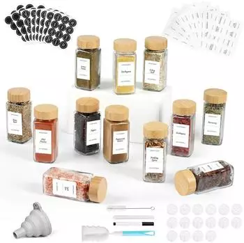 LuxusKollektion Gew&uuml;rzgl&auml;ser eckig 12er-Set 120ml mit Holzdeckel