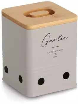 Zeller Garlic Vorratsdose 1300ml, Eisen/Bambus, greige (19410)