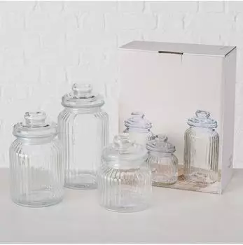 Boltze Vorratsgl&auml;ser 3er-Set, Glas, H&ouml;he 15/19/23cm, &Oslash; 11cm (8407700)