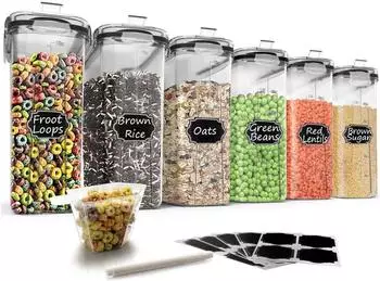 LuxusKollektion Müsli-Vorratsbehälter Set 6-teilig, 384ml, Kunststoff, luftdicht, schwarz/transparent