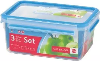 Emsa Clip & Close 3-er Set 0,55l 1l 2,3l blau Emsa Clip & Close 3-er Set 0,55l 1l 2,3l blau