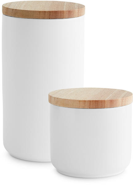 Springlane Kitchen Keramik mit Holzdeckel Sweet Scandi Basic Set 2-teilig weiß