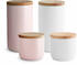Springlane Kitchen Keramik mit Holzdeckel Sweet Scandi Basic Set 4-teilig weiß/rosa