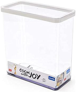 Rotho Loft Vorratsdose 3.2 l, Kunststoff (BPA-frei), transparent / weiss, 3.2 Liter (20 x 10 x 21,4 cm)