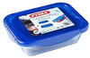 Pyrex Cook&Go Frischhaltedosen, Rechteckig, 80/170 Cl, Transparent + Deckel, Blau, 2 Stück
