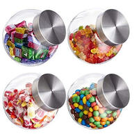 Relaxdays Bonbongl&auml;ser, 4er Set, 1,5 L, Vorratsgl&auml;ser f&uuml;r S&uuml;&szlig;igkeiten,