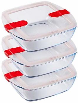 Pyrex Cook & Heat Glas Frischhaltedosen Set quadratisch (3 Stk.)
