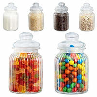 Relaxdays Vorratsgl&auml;ser 6er Set, 1000 ml, Deckel, f&uuml;r Lebensmittel in K&uuml;che,