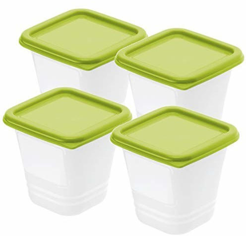 Rotho Domino 4er-Set Frischhaltedose 0.22l, Kunststoff (BPA-frei), Lime grün Gefrierdose