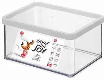 Rotho Loft Vorratsdose 2.25 l, Kunststoff (BPA-frei), transparent / weiss, 2.25 Liter (20 x 15 x 9,6 cm)