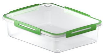 Rotho Memory Frischhaltedose 3.1 l rechteckig, Kunststoff (BPA-frei), transparent/grün, 3,1 Liter (29 x 22 x 7,7 cm)