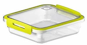 Rotho Memory Frischhaltedose mit Deckel 0.56 l, Kunststoff (BPA-frei), transparent/lime, 0.56 Liter (16 x 15 x 4,7 cm)