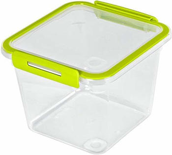 Rotho Memory Frischhaltedose mit Deckel 1.6 l quadratisch, Kunststoff (BPA-frei), transparent/lime grün, 1,6 Liter (16 x 15 x 12,1 cm)