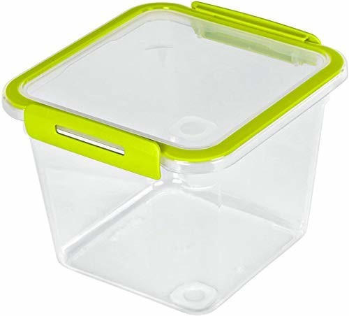Rotho Memory Frischhaltedose mit Deckel 1.6 l quadratisch, Kunststoff (BPA-frei), transparent/lime grün, 1,6 Liter (16 x 15 x 12,1 cm)
