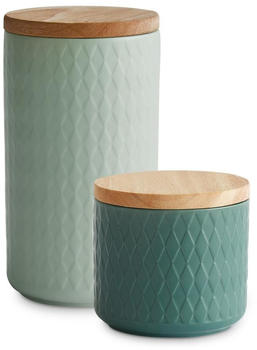 Springlane Keramik Vorratsdosen-Set mit Holzdeckel 2-tlg. grün