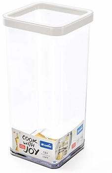 Rotho Loft Vorratsdose 1.5 l, Kunststoff (BPA-frei), transparent / weiss, 1.5 Liter (10 x 10 x 21,4 cm)