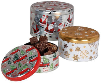 Buri Weihnachts-Metalldosen-Set rund 4-teilig
