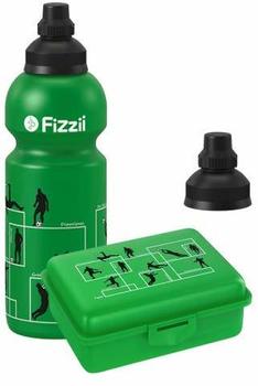 Fizzii Pausenset Trinkflasche & Brotdose Fußball grün