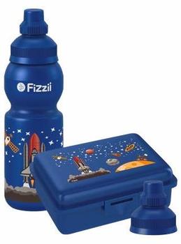 Fizzii Mini-Pausenset Trinkflasche & Brotdose Weltraum