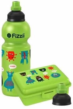 Fizzii Pausenset Trinkflasche & Brotdose Monster lime
