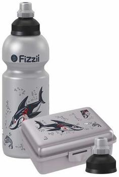 Fizzii Pausenset Trinkflasche & Brotdose Hai silber