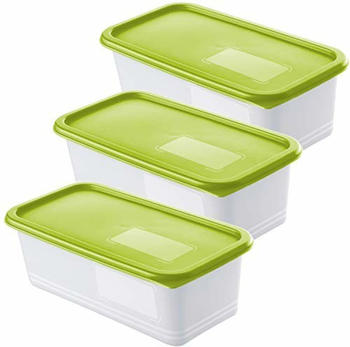 Rotho Domino 3er-Set Gefrierdosen 1.2l, Kunststoff (BPA-frei), Lime gr&uuml;n