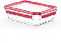 EMSA Frischhaltedose 'Clip und Close' aus Glas, rechteckig, 1,1 l rot|transparent