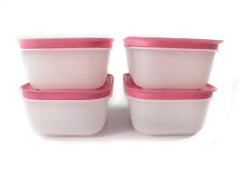 Tupperware 4 x Gefrier-Behälter (450 ml) weiß/pink