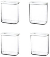 Mepal | Modula Vorratsdosen Set 1500 ml | 4-teilig | Wei&szlig; | Transparent mit wei&szlig;em