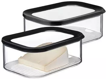 Rosti Mepal Modula K&auml;sedose Aufschnittdose 2000 ml 2er Set schwarz