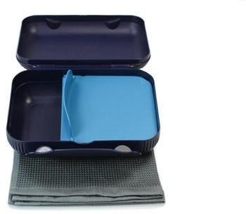 Tupperware Back-Set Lunch-Box DUNKELBLAU mit Trennung türkis +GLASTUCH