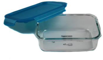 Tupperware Lunchbox Premium Glas 1 L türkis Borosilikatglas + SPÜLTUCH