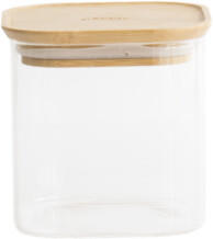 Pebbly Square glass jar with bamboo lid 800ml