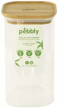Pebbly Round wooden storage jar 1,4 litres