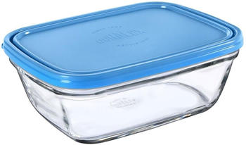 Duralex Transparent rectangular storage box with blue lid 1.65L Freshbox