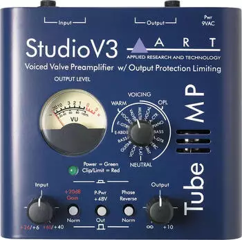 ART Tube MP Studio V3 Röhren-Vorverstärker, 1-Kanal, Mikrofon/Limiter/VU (Tube MP Studio V3)