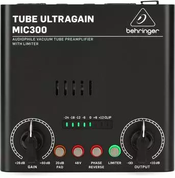 Behringer MIC300 Tube Ultragain R&ouml;hren-Vorverst&auml;rker mit Limiter (0838-AAZ86-EU1)