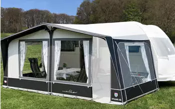 Walker Dynamic 250 Wohnwagen Vorzelt mit Stahlgestänge Größe 825 Umlaufmaß 810 840 cm schwarz 810 840 cm Stahlgestänge MAX 25 mm / 28 mm