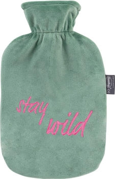 Fashy Wärmflasche mit Bezug Grün Schriftzug Stay Wild 2l (67393)