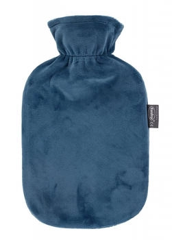 Fashy Wärmflasche mit Bezug Nicki Velour Blau Bettflasche (6712-58)