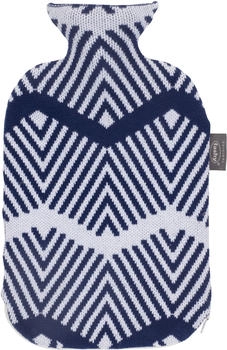 Fashy Wärmflasche mit Bezug Strickbezug Muster Blau Weiß 2l (67378)