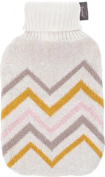 Fashy Wärmflasche mit Strickbezug Rollkragen 2l Zackenmuster Weiß Honig (67404-10)