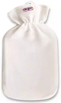 Sänger Wärmflasche mit Fleecebezug weiß
