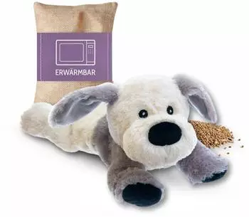 Habibi Plush Premium Wärmekissen Hund Puppy, grau, herausnehmbares Kissen (1948)