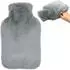 LuxusKollektion Wärmflasche mit Kunstfell-Bezug und Handwärmer-Tasche, 2L, blau