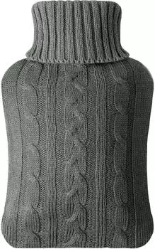 LuxusKollektion Wärmflasche 2L mit Strickbezug, dunkelgrau