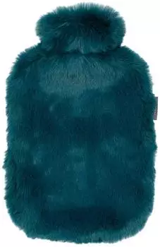 Fashy Wärmflasche mit hochwertigem Flauschbezug - Farbe: dunkelgrün