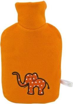 Hugo Frosch Kinder Öko-Wärmflasche Double-Fleecebezug (0,8 L) - Elefant orange