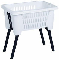 Spetebo W&auml;schekorb mit klappbaren F&uuml;&szlig;en 60 x 40 cm - wei&szlig; - Stand...