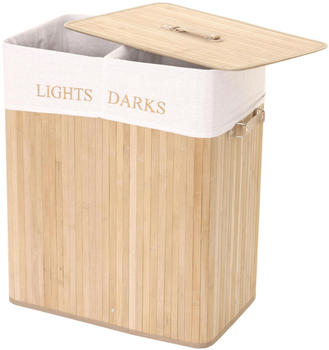 Mendler Wäschekorb HWC-C21 63x55x34cm 100l ~ naturfarben - braun Bambus 61153